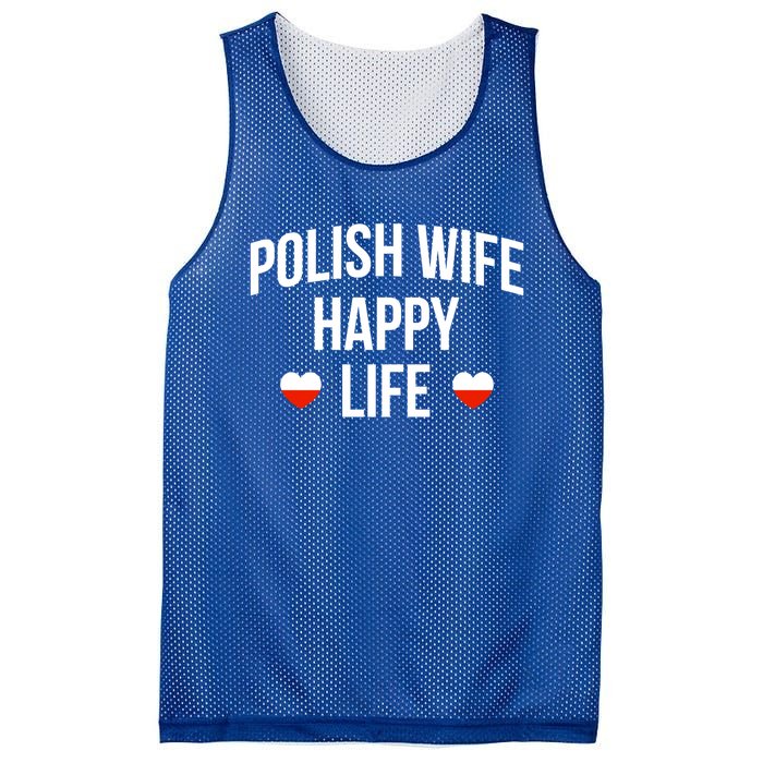 Polish Wife Happy Life Cute Gift Mesh Reversible Basketball Jersey Tank