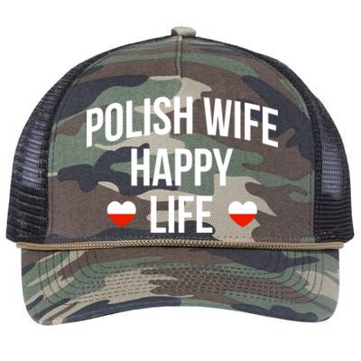 Polish Wife Happy Life Cute Gift Retro Rope Trucker Hat Cap