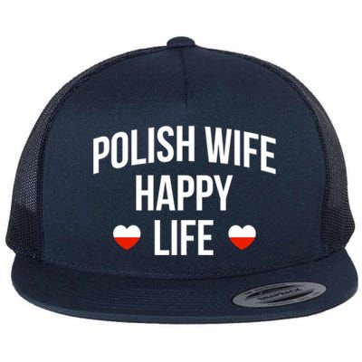 Polish Wife Happy Life Cute Gift Flat Bill Trucker Hat