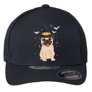 Pug Witch Halloween Dog Puppy Outfit Costume Trick Or Treat Flexfit Unipanel Trucker Cap