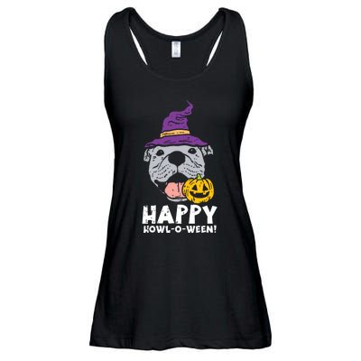 Pitbull Witch Happy Howl O Ween Pumpkin Halloween Pittie Dog Ladies Essential Flowy Tank