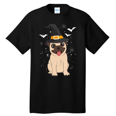 Pug Witch Halloween Dog Puppy Outfit Costume Trick Or Treat Tall T-Shirt