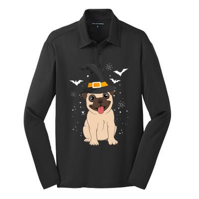 Pug Witch Halloween Dog Puppy Outfit Costume Trick Or Treat Silk Touch Performance Long Sleeve Polo