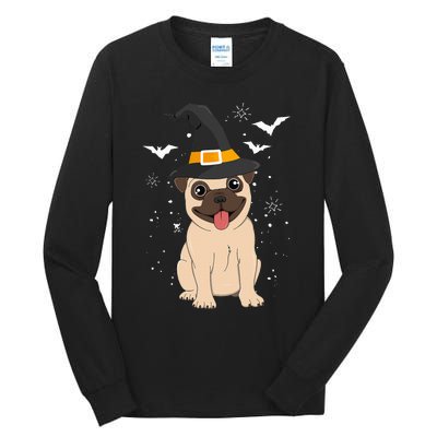 Pug Witch Halloween Dog Puppy Outfit Costume Trick Or Treat Tall Long Sleeve T-Shirt