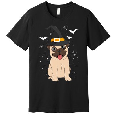 Pug Witch Halloween Dog Puppy Outfit Costume Trick Or Treat Premium T-Shirt