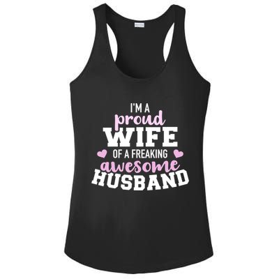 Proud Wife Husband Wedding Anniversary Great Gift Ladies PosiCharge Competitor Racerback Tank