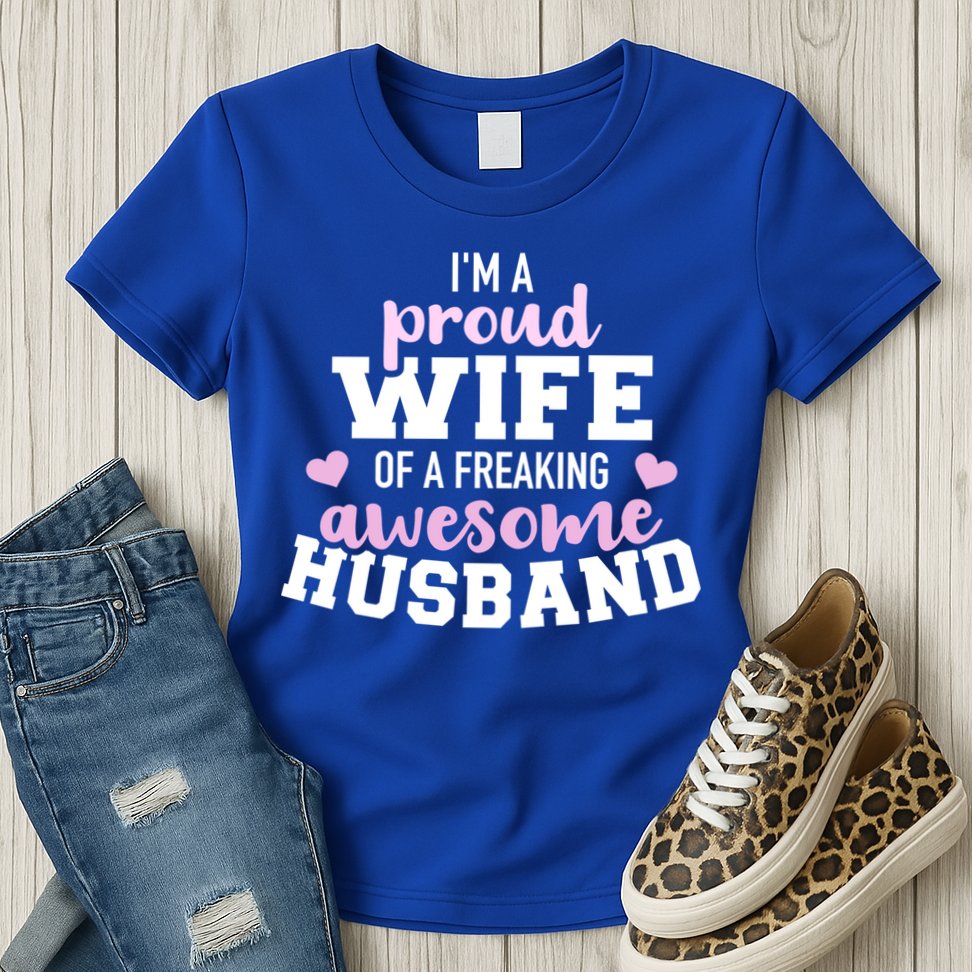 Proud Wife Husband Wedding Anniversary Great Gift Womens T-Shirt