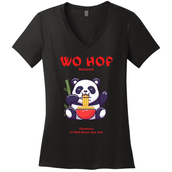 Panda Wo Hop Restaurant Best Bear Women's V-Neck T-Shirt