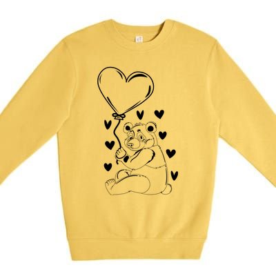 Panda With Hearts Panda Bear Lover Panda Cute Panda Cute Gift Premium Crewneck Sweatshirt