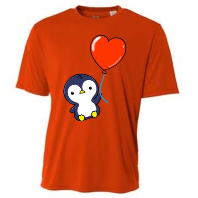 Penguin With Heart Balloon Valentines Day Penguin Great Gift Cooling Performance Crew T-Shirt