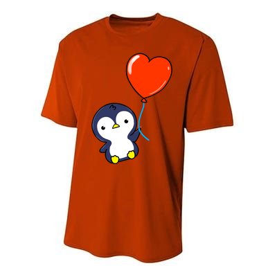 Penguin With Heart Balloon Valentines Day Penguin Great Gift Performance Sprint T-Shirt