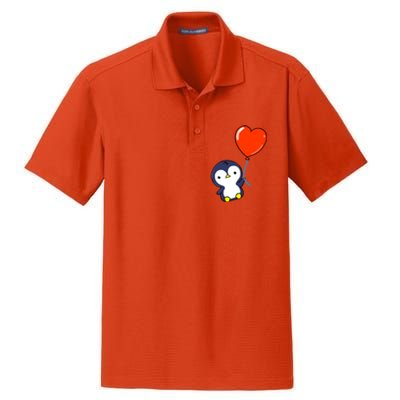 Penguin With Heart Balloon Valentines Day Penguin Great Gift Dry Zone Grid Polo