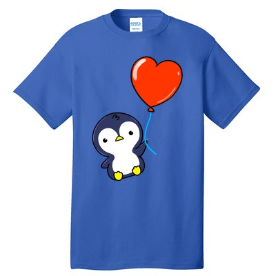 Penguin With Heart Balloon Valentines Day Penguin Great Gift Tall T-Shirt