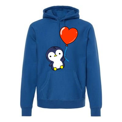 Penguin With Heart Balloon Valentines Day Penguin Great Gift Premium Hoodie