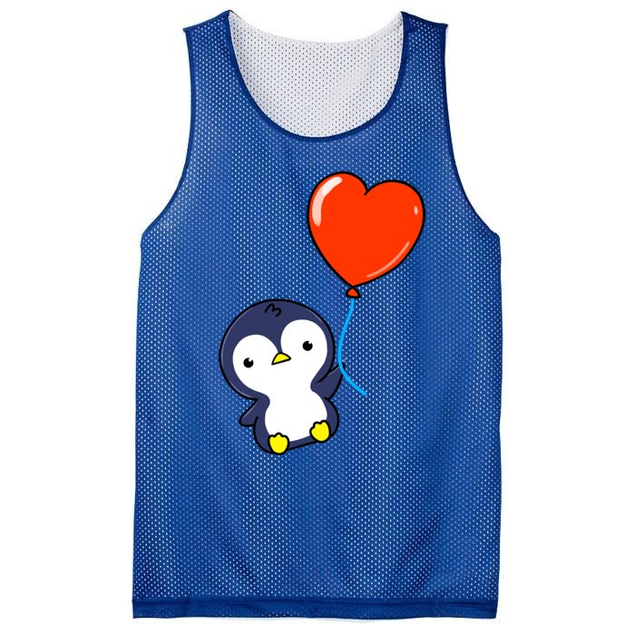 Penguin With Heart Balloon Valentines Day Penguin Great Gift Mesh Reversible Basketball Jersey Tank