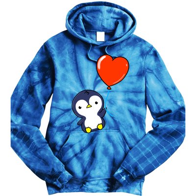 Penguin With Heart Balloon Valentines Day Penguin Great Gift Tie Dye Hoodie