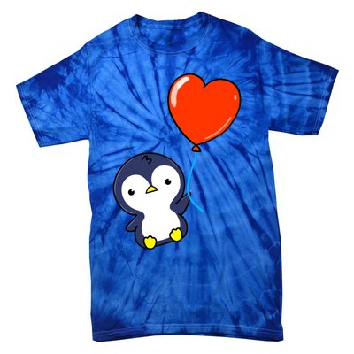 Penguin With Heart Balloon Valentines Day Penguin Great Gift Tie-Dye T-Shirt