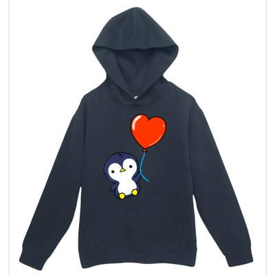 Penguin With Heart Balloon Valentines Day Penguin Great Gift Urban Pullover Hoodie