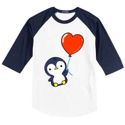 Penguin With Heart Balloon Valentines Day Penguin Great Gift Baseball Sleeve Shirt