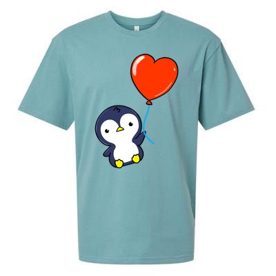 Penguin With Heart Balloon Valentines Day Penguin Great Gift Sueded Cloud Jersey T-Shirt