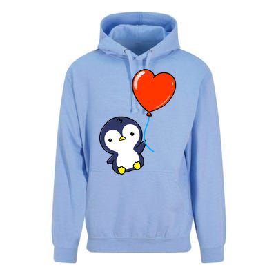 Penguin With Heart Balloon Valentines Day Penguin Great Gift Unisex Surf Hoodie