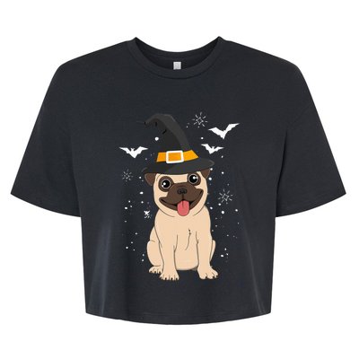 Pug Witch Halloween Dog Costume Spooky Pet Outfit for Trick or Treat Bella+Canvas Jersey Crop Tee