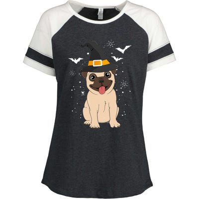 Pug Witch Halloween Dog Costume Spooky Pet Outfit for Trick or Treat Enza Ladies Jersey Colorblock Tee