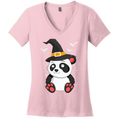 Panda Witch Halloween Bear China Animal Outfit Costume Women's V-Neck T-Shirt