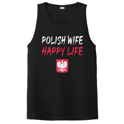 Polish Wife Happy Life Funny Poland Flag Polska Polish PosiCharge Competitor Tank