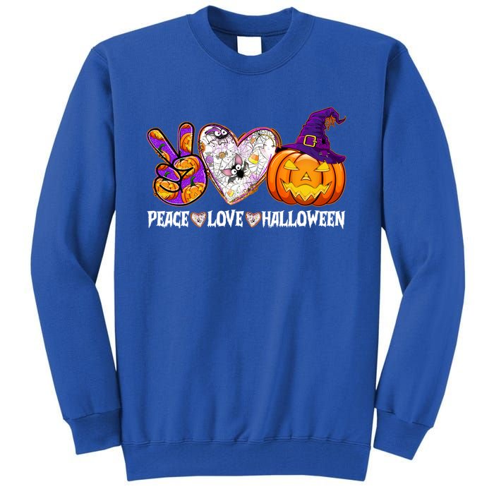 Pumpkin Witch Hat Trick Or Treat Peace Love Halloween Cool Gift Tall Sweatshirt