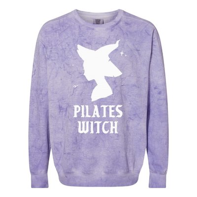 Pilates Witch Instructor Spooky Vibes Gym Halloween Costume Colorblast Crewneck Sweatshirt