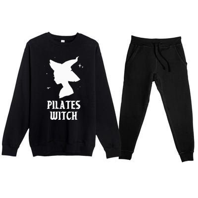 Pilates Witch Instructor Spooky Vibes Gym Halloween Costume Premium Crewneck Sweatsuit Set