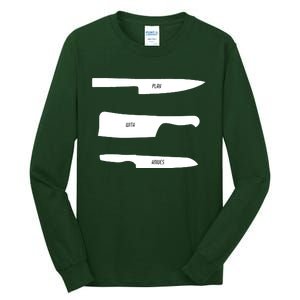 Play With Knives Funny Cooking And Chef Gift Tall Long Sleeve T-Shirt