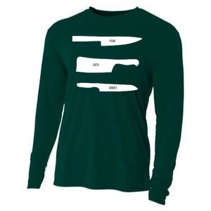 Play With Knives Funny Cooking And Chef Gift Cooling Performance Long Sleeve Crew