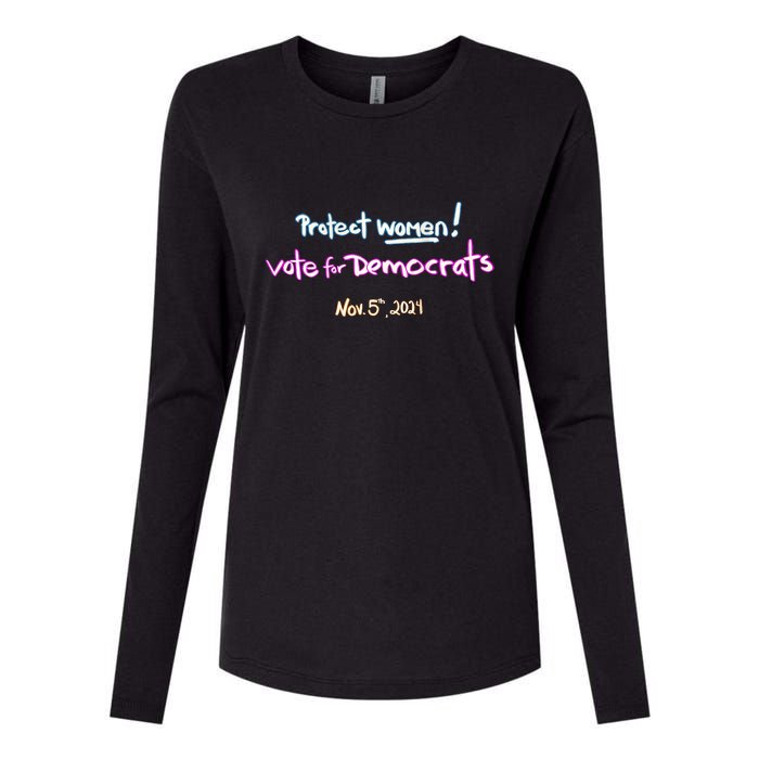 Protect Women! Kamala 2024. Election 2024 Womens Cotton Relaxed Long Sleeve T-Shirt