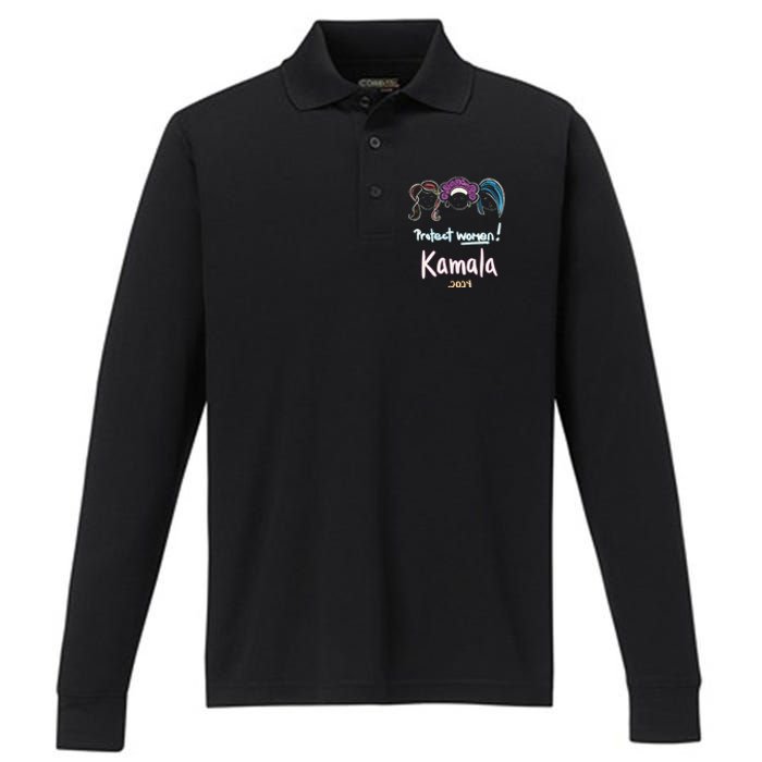 Protect Women Kamala 2024 Election Performance Long Sleeve Polo