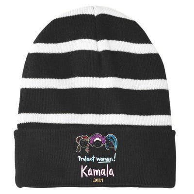 Protect Women Kamala 2024 Election Striped Beanie with Solid Band