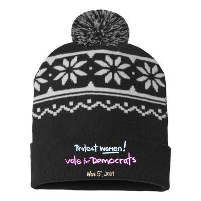 Protect Women! Kamala 2024 Election USA-Made Snowflake Beanie