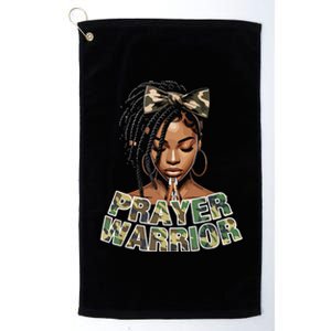 Prayer Warrior Locs Christian Black Woman Sayings Camo Platinum Collection Golf Towel