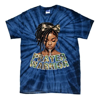 Prayer Warrior Locs Christian Black Woman Sayings Camo Tie-Dye T-Shirt