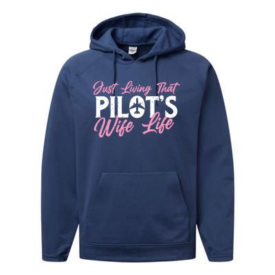 Pilots Wife Life Plane Airline Pilot Aviation Enthusiast Performance Fleece Hoodie