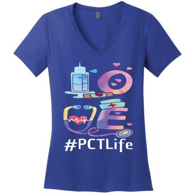 Pct Week Love Patient Care Technician Nursing Gift Women's V-Neck T-Shirt