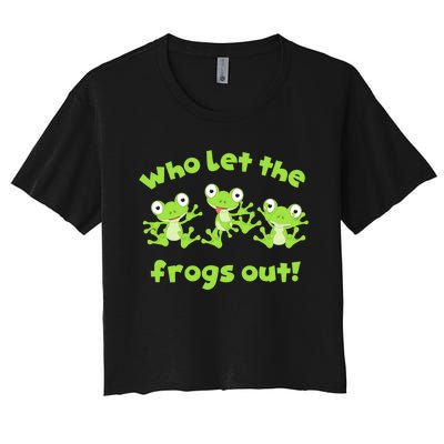 Passover Who Let The Frogs Out Funny Jewish Matzah Women's Crop Top Tee