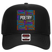 Poetry Words Lover Gift Poet Writing Poem Writer Gift High Crown Mesh Back Trucker Hat