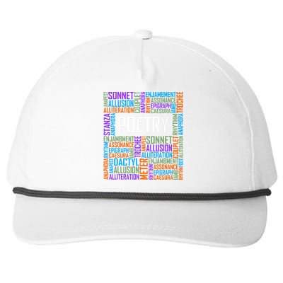 Poetry Words Lover Gift Poet Writing Poem Writer Gift Snapback Five-Panel Rope Hat