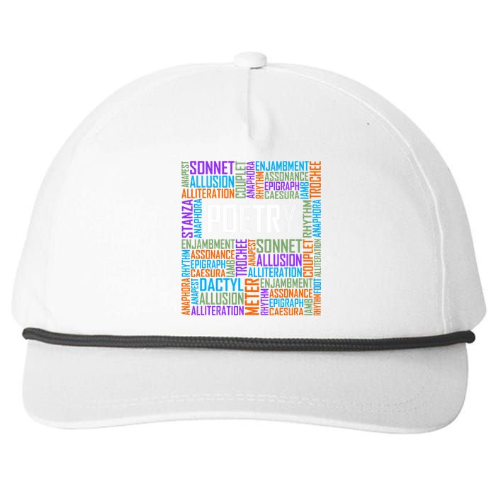 Poetry Words Lover Gift Poet Writing Poem Writer Gift Snapback Five-Panel Rope Hat