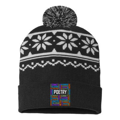 Poetry Words Lover Gift Poet Writing Poem Writer Gift USA-Made Snowflake Beanie