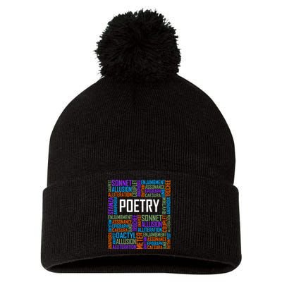 Poetry Words Lover Gift Poet Writing Poem Writer Gift Pom Pom 12in Knit Beanie