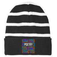 Poetry Words Lover Gift Poet Writing Poem Writer Gift Striped Beanie with Solid Band