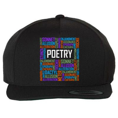 Poetry Words Lover Gift Poet Writing Poem Writer Gift Wool Snapback Cap